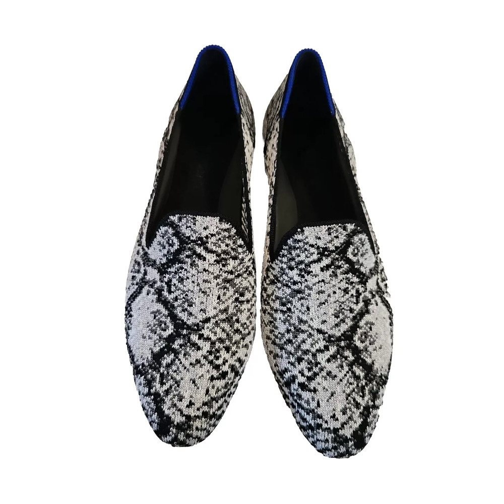 Rothy's 'The Almond' Black Animal Print Loafer Python Size 6.5